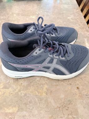 ASICS Navy Blue and Pink Women's Athletic Running Shoes